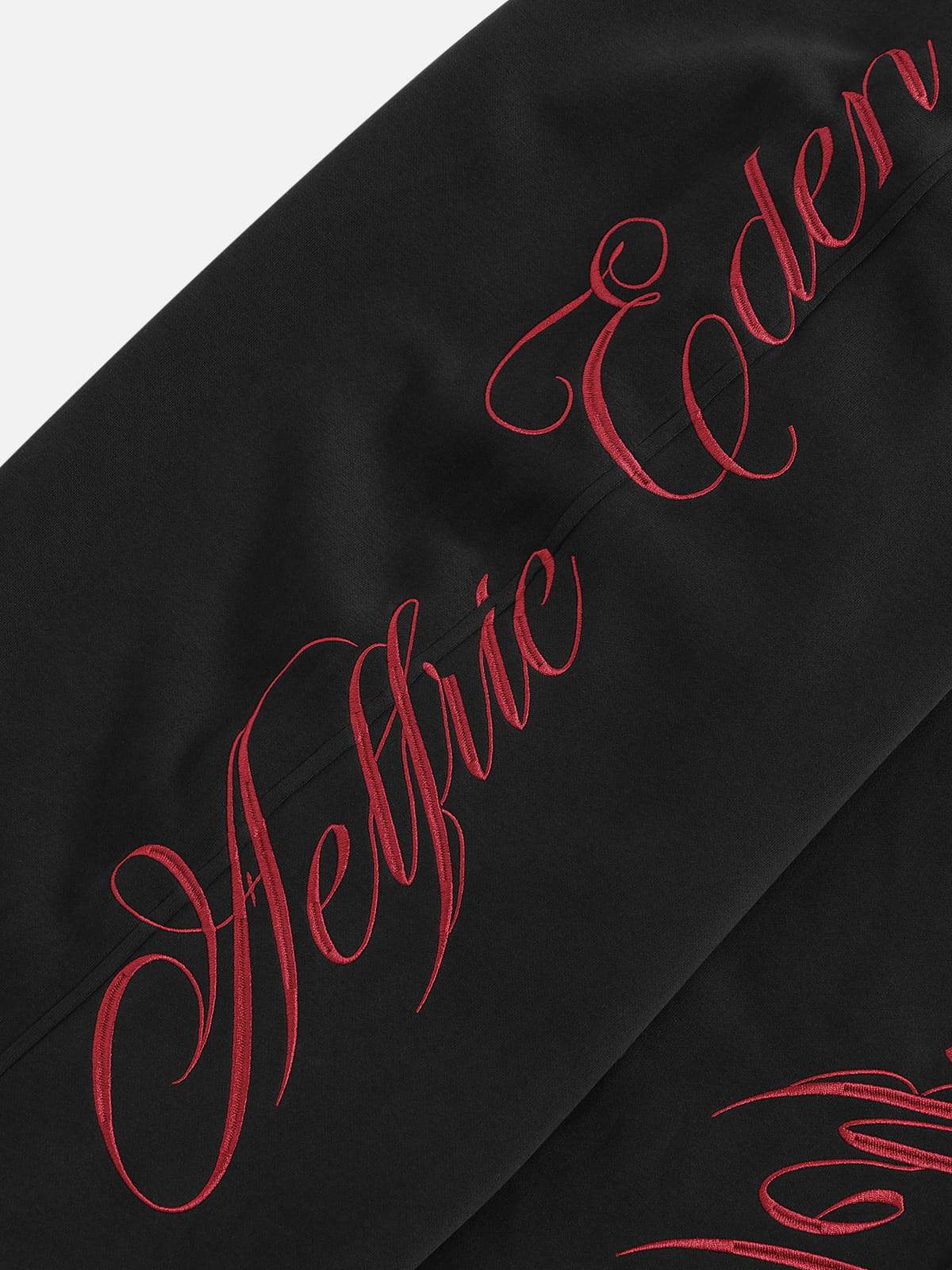 Boxy Script Embroidery Hoodie Sets Black - Aelfric Eden