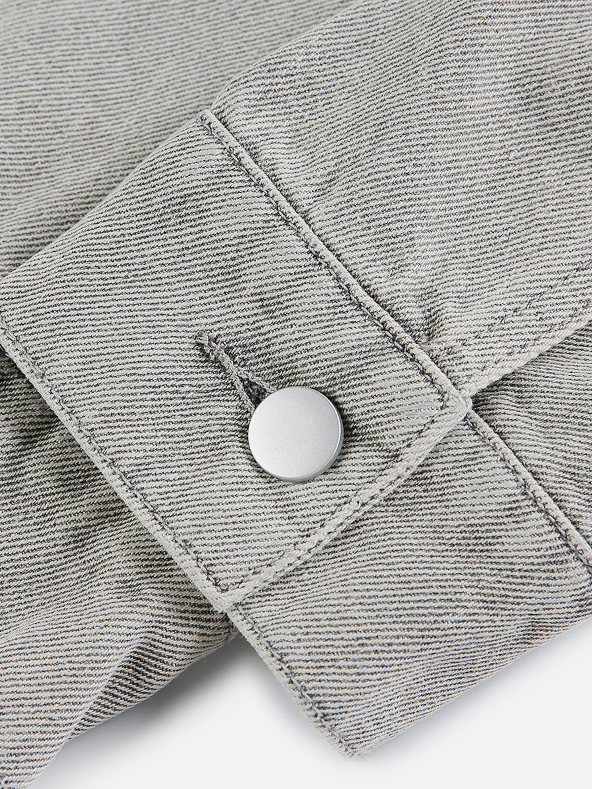Washed Stand Collar Denim Jacket Grey - Aelfric Eden