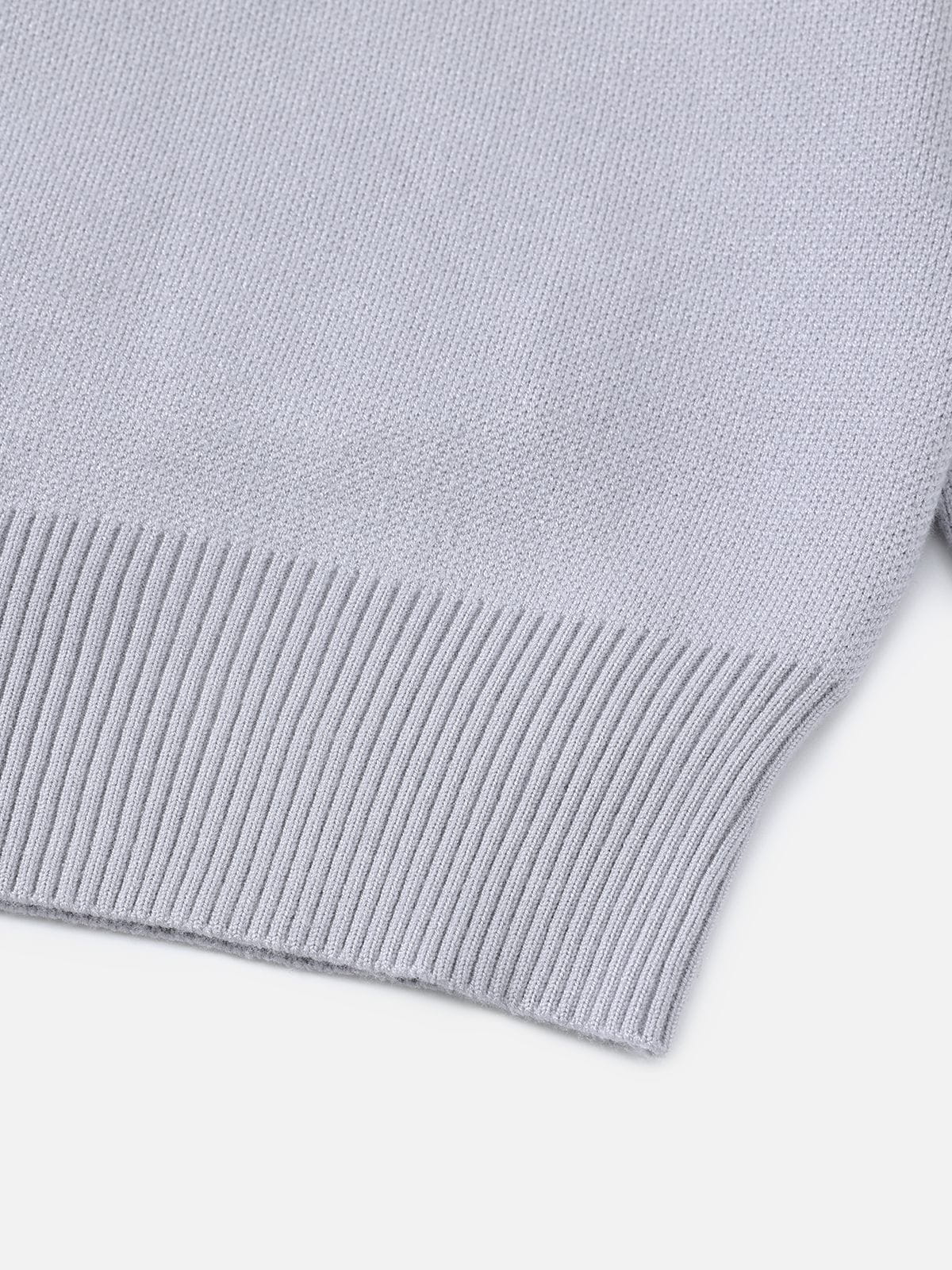 Jacquard Bear Off-The-Shoulder Sweater Grey - Aelfric Eden