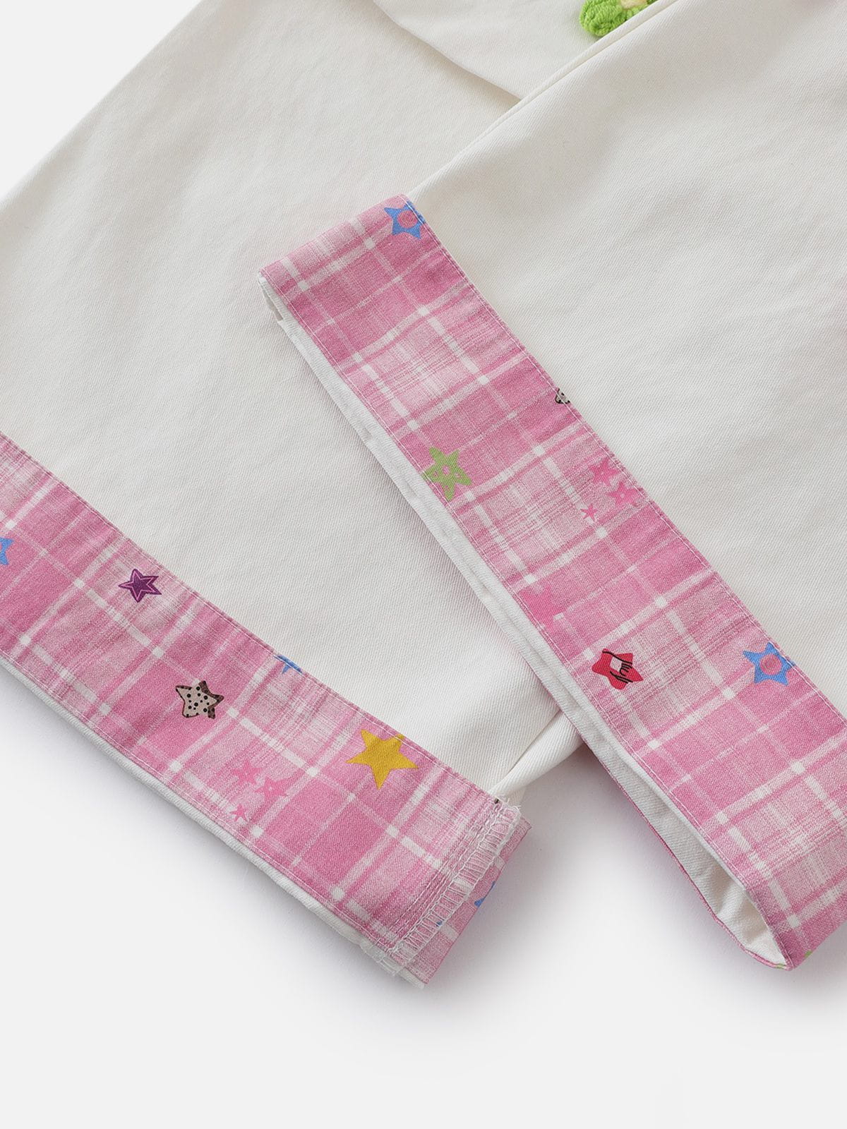 Plaid Tie Baggy Pants White - Aelfric Eden