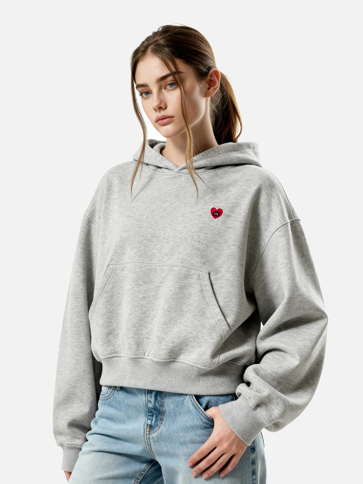 Solid Pullover Boxy Hoodie Light Grey - Aelfric Eden