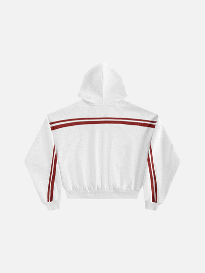 Boxy Contrast Stripe Zip Up Hoodie Grey - Aelfric Eden