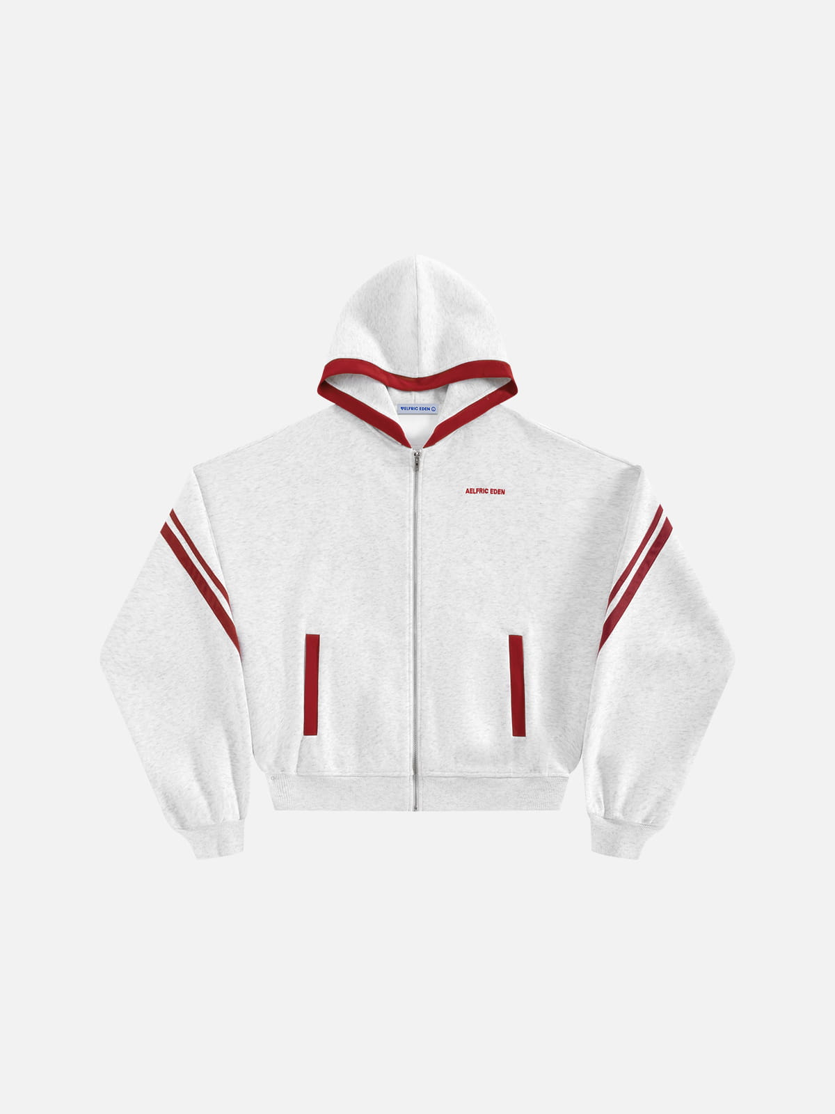Boxy Contrast Stripe Zip Up Hoodie Grey - Aelfric Eden