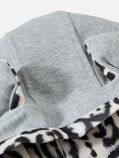 Reversible Leopard Zip Up Hoodie Grey - Aelfric Eden