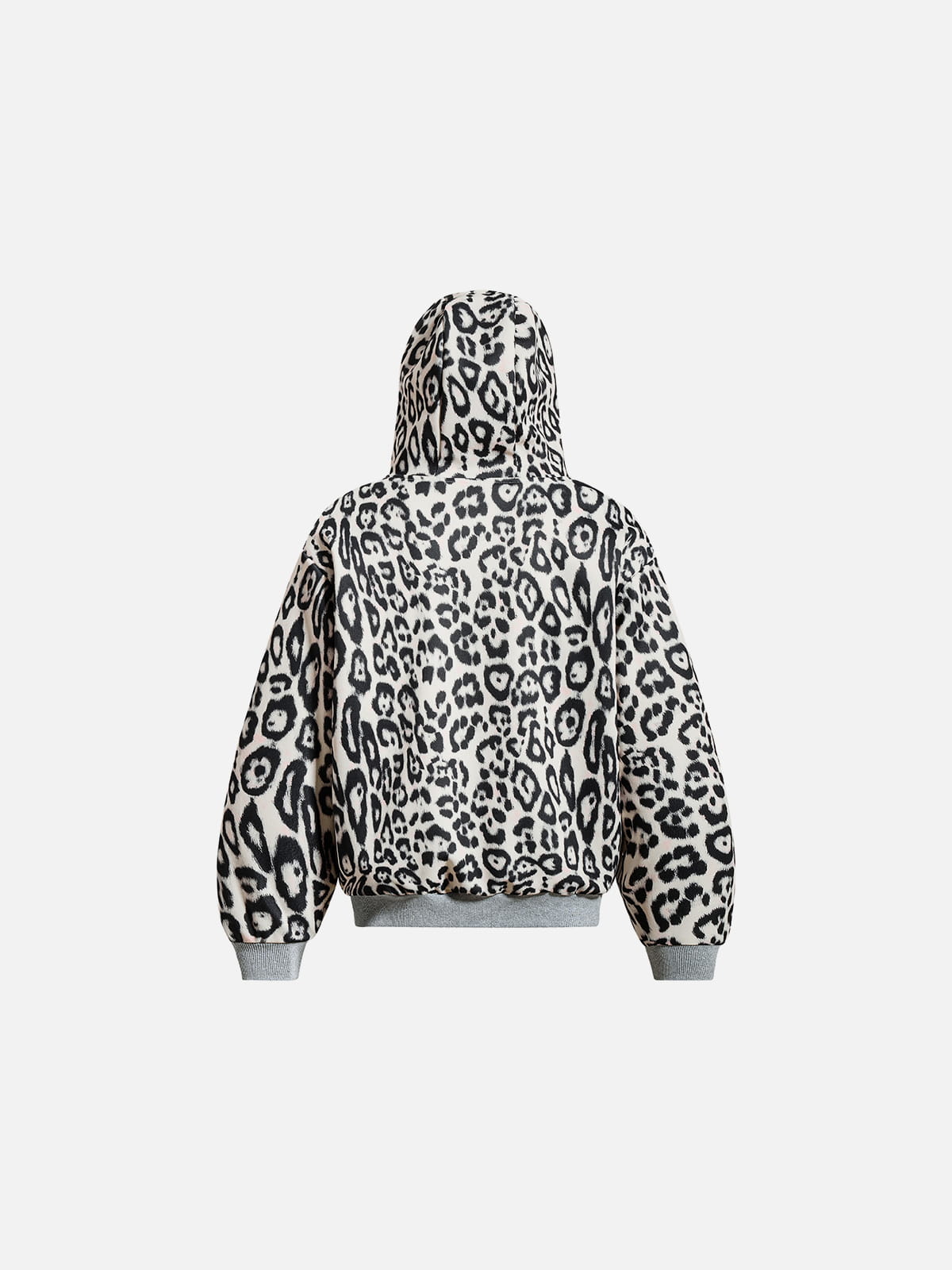 Reversible Leopard Zip Up Hoodie Grey - Aelfric Eden