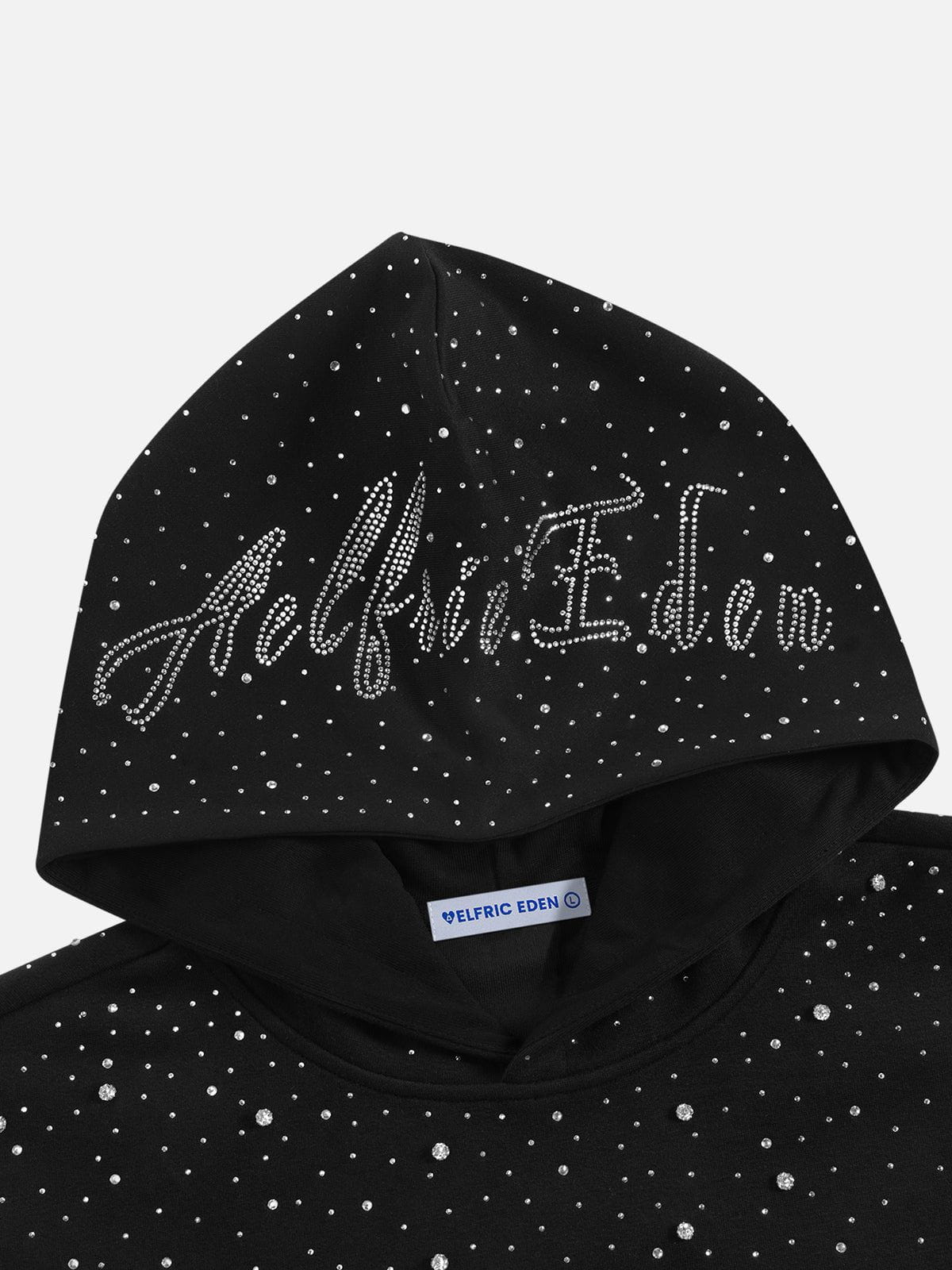 Rhinestone Pullover Hoodie Black - Aelfric Eden