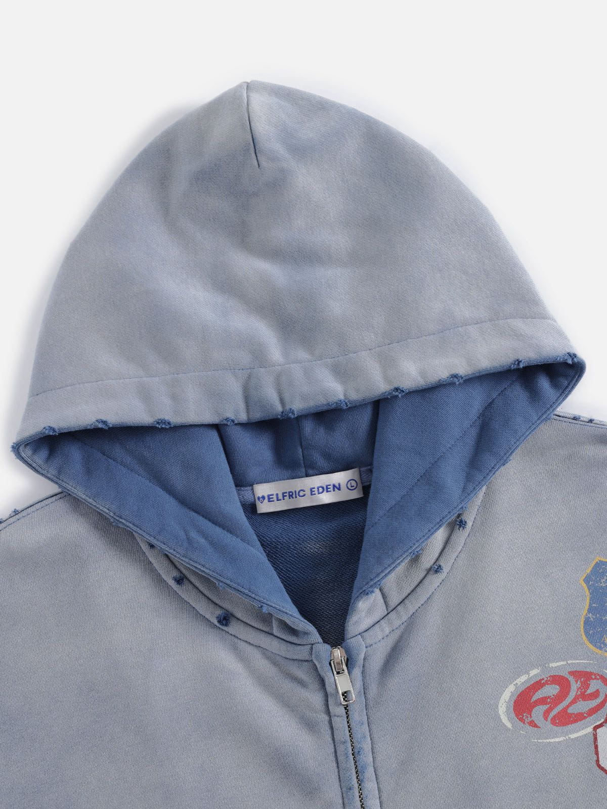 Badge Boxy Zip Up Hoodie Blue - Aelfric Eden