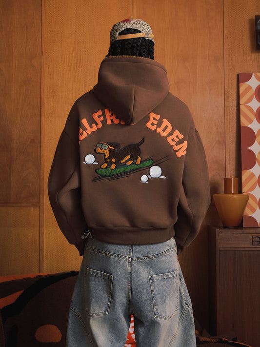 Boxy Dachshund Hoodie Brown - Aelfric Eden