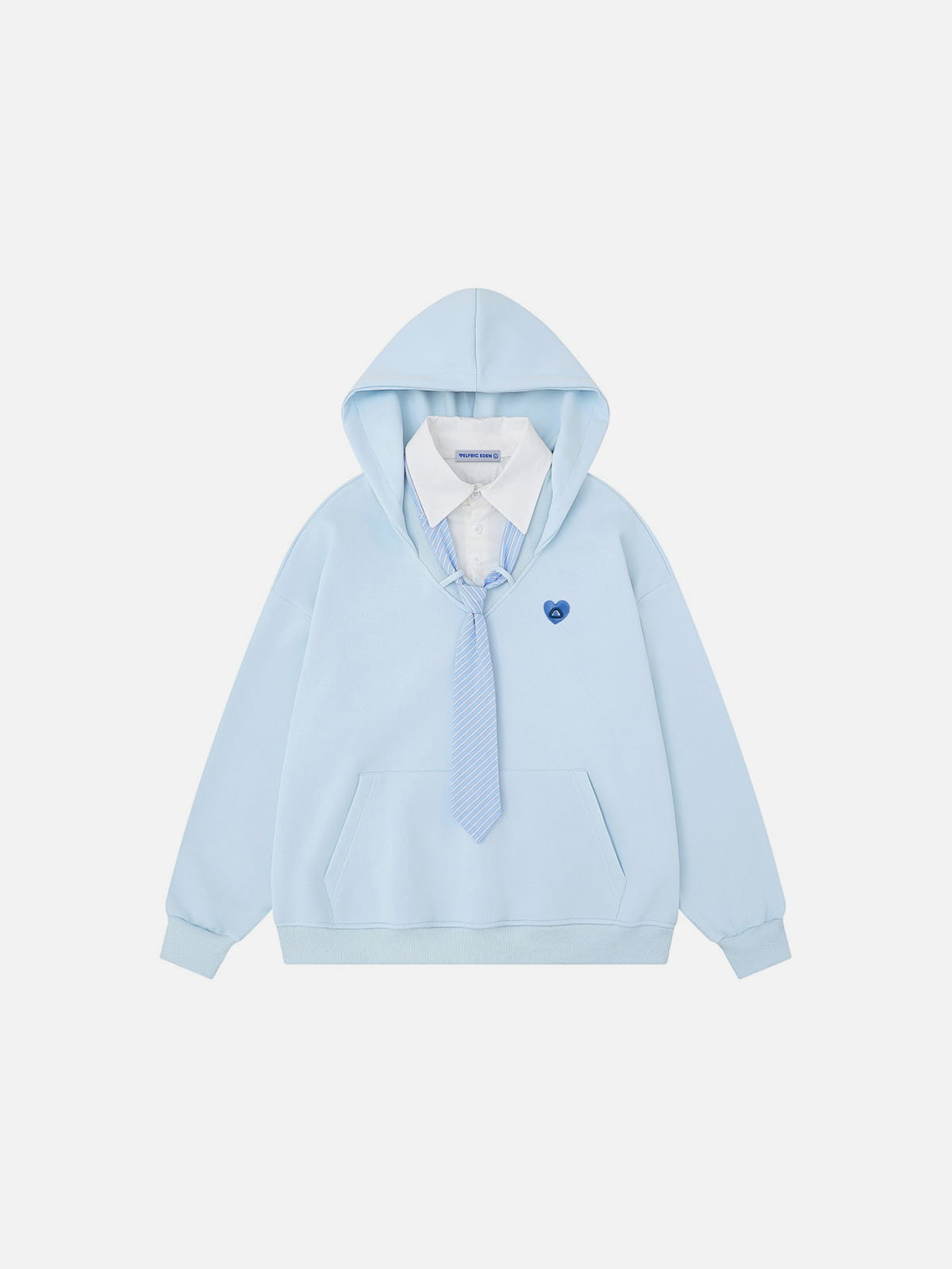 Tie Layered Pullover Hoodie Blue - Aelfric Eden
