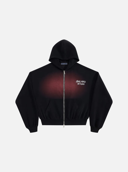 Oversized Rhinestone Zip Up Hoodie Black - Aelfric Eden