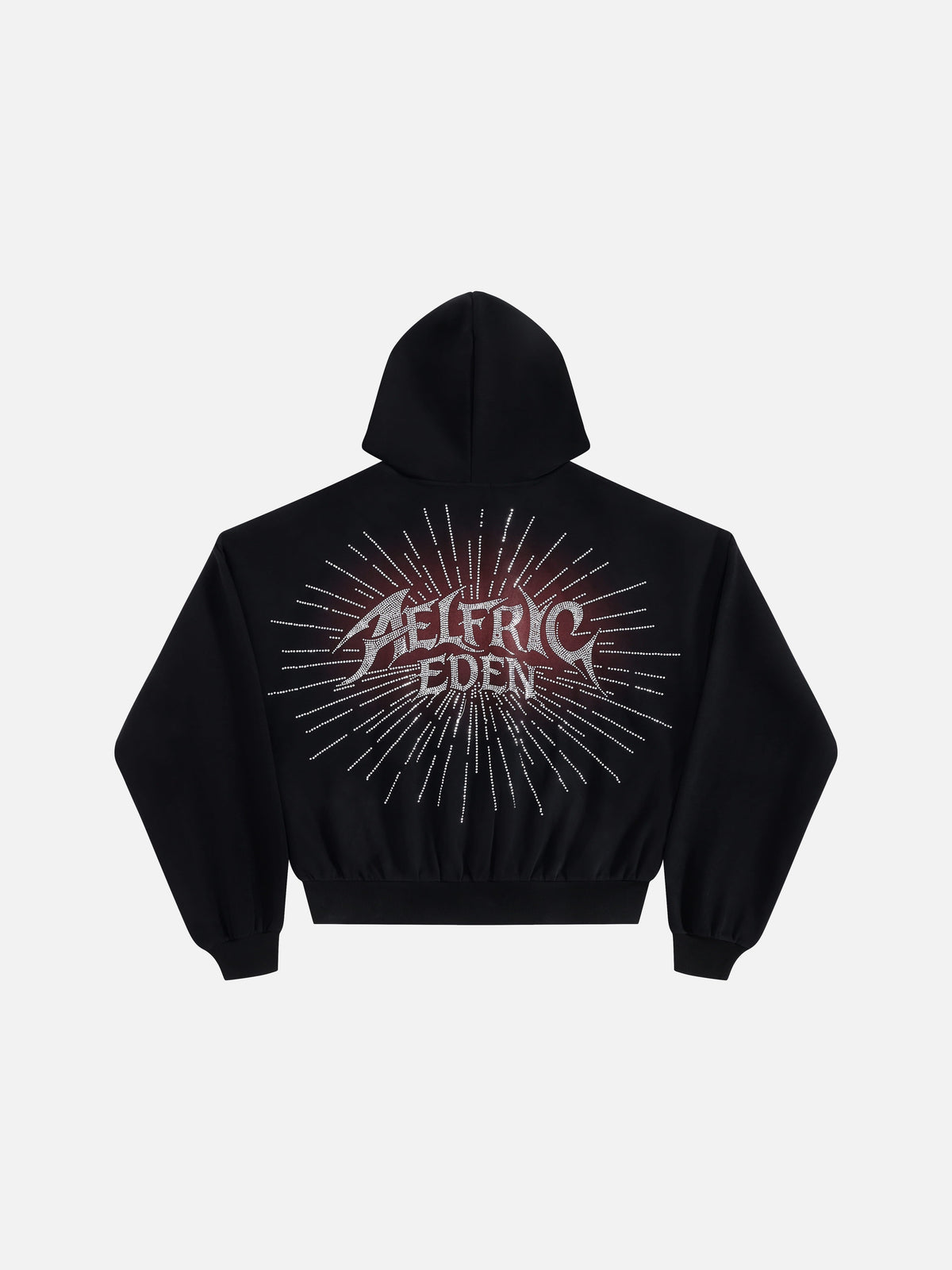 Oversized Rhinestone Zip Up Hoodie Black - Aelfric Eden
