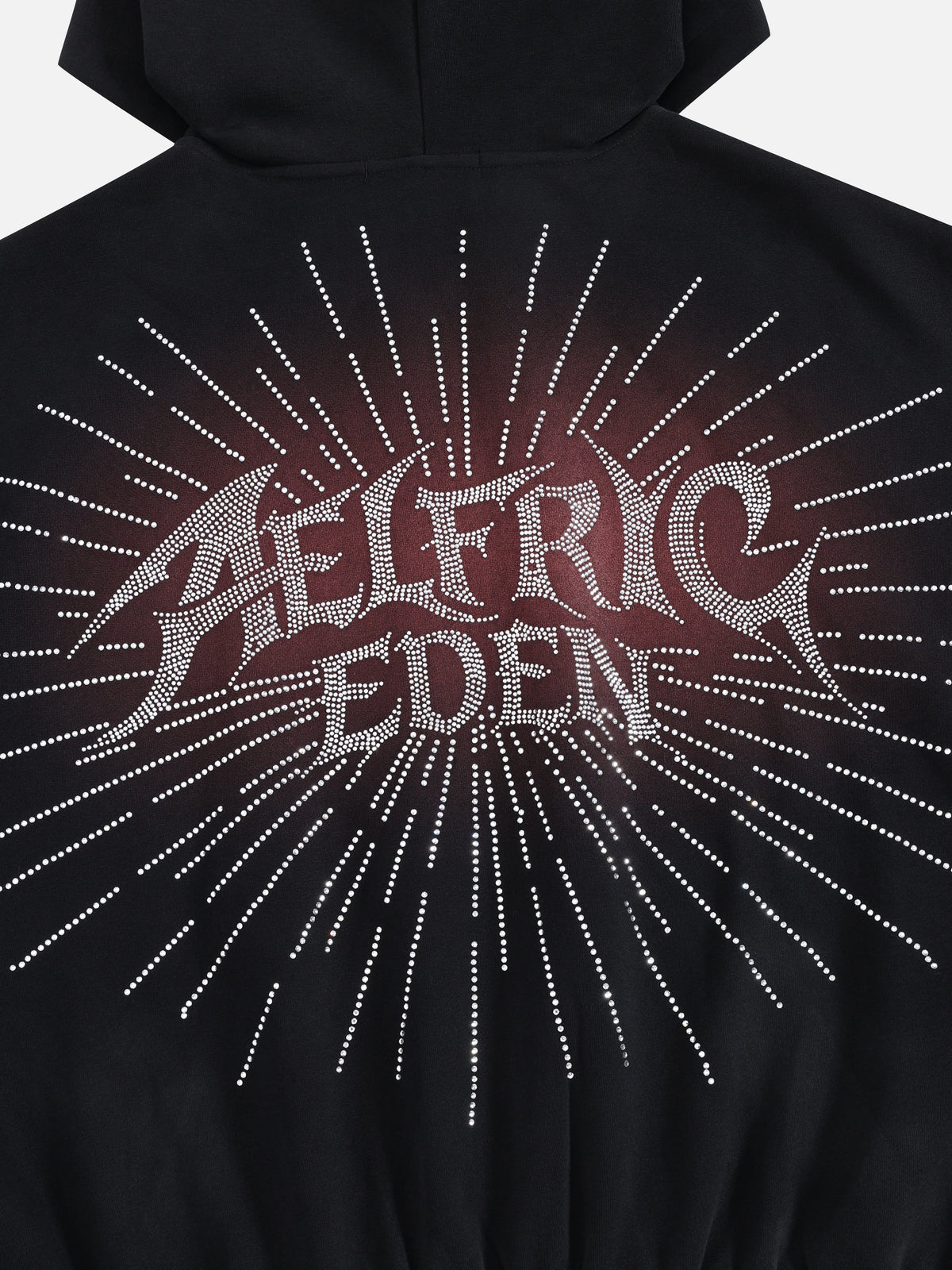 Oversized Rhinestone Zip Up Hoodie Black - Aelfric Eden