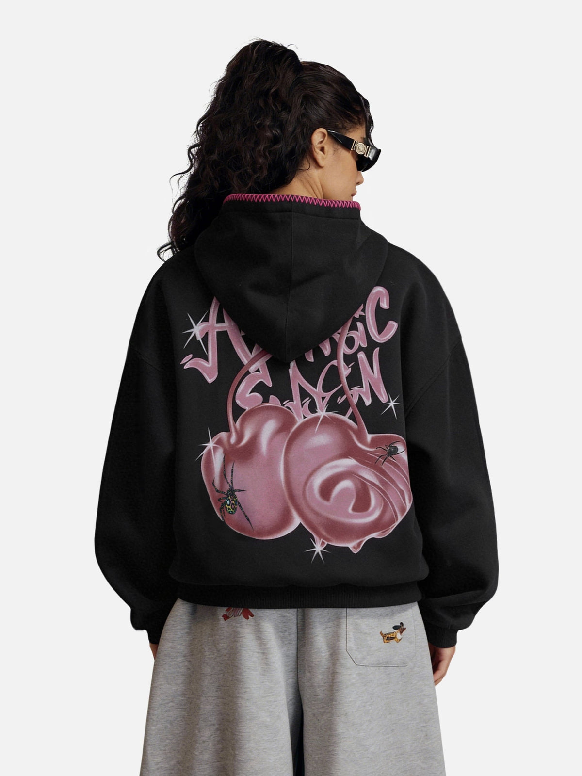 Boxy Spider Cherry Hoodie Black - Aelfric Eden