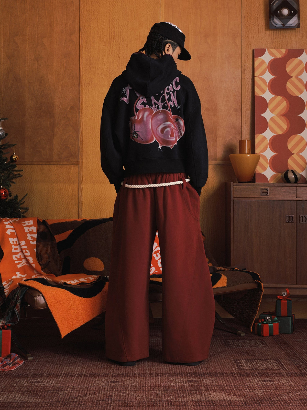 Boxy Spider Cherry Hoodie Black - Aelfric Eden
