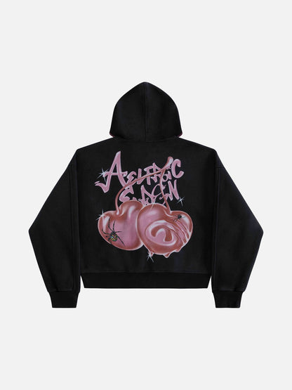 Boxy Spider Cherry Hoodie Black - Aelfric Eden