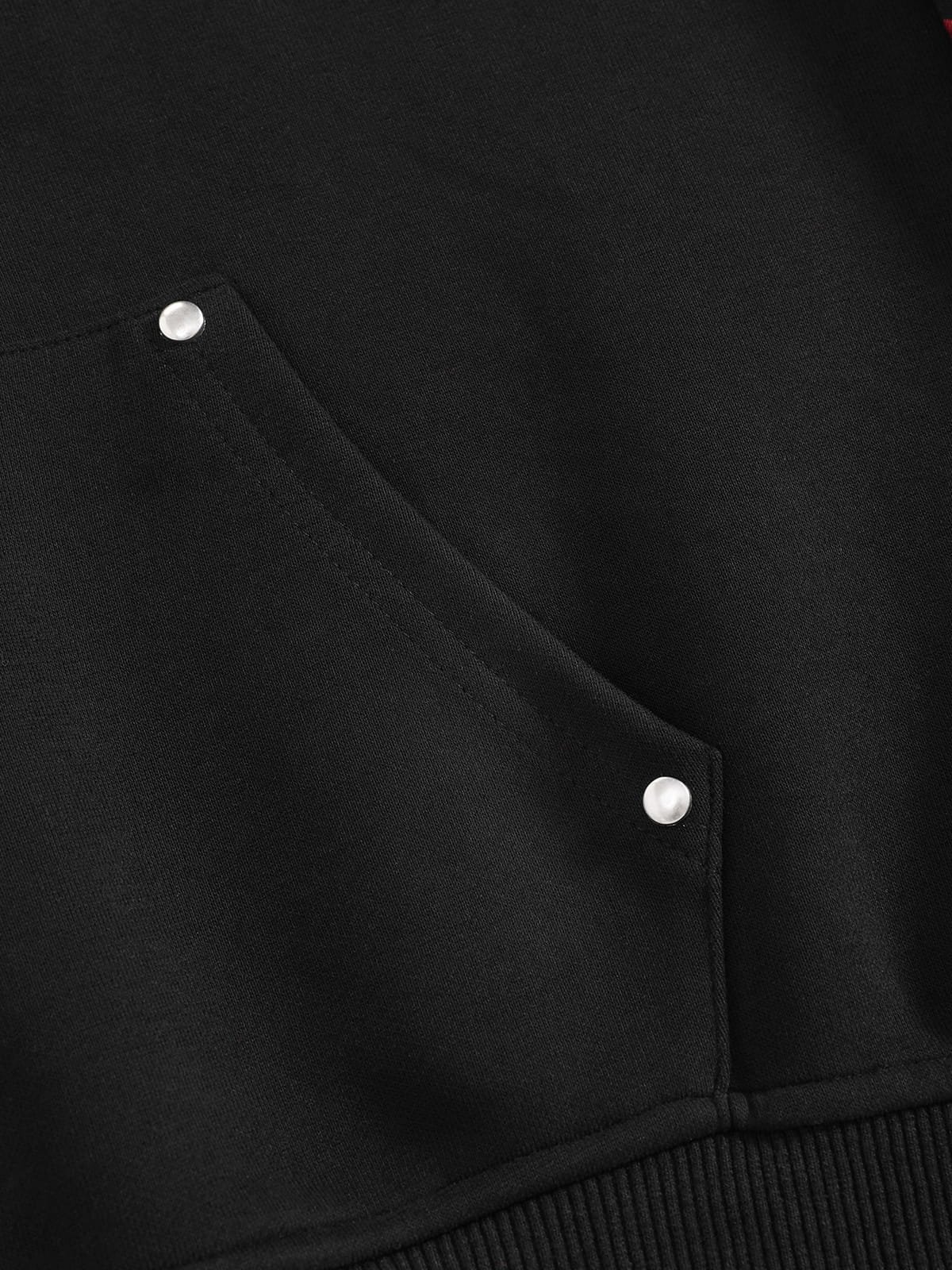 Boxy Script Embroidery Hoodie Sets Black - Aelfric Eden