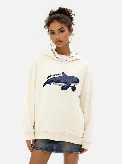 Oversized Whale Pullover Hoodie Apricot - Aelfric Eden
