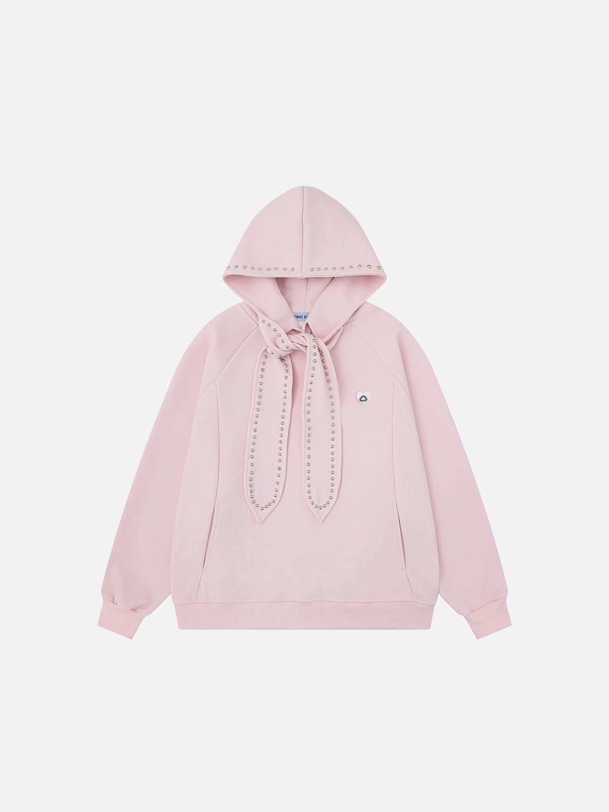 Studded Tie Pullover Hoodie Pink - Aelfric Eden