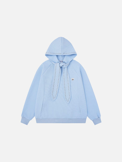 Studded Tie Pullover Hoodie Pink - Aelfric Eden