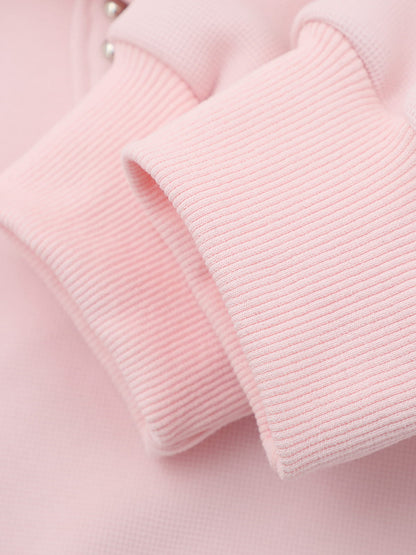 Studded Tie Pullover Hoodie Pink - Aelfric Eden