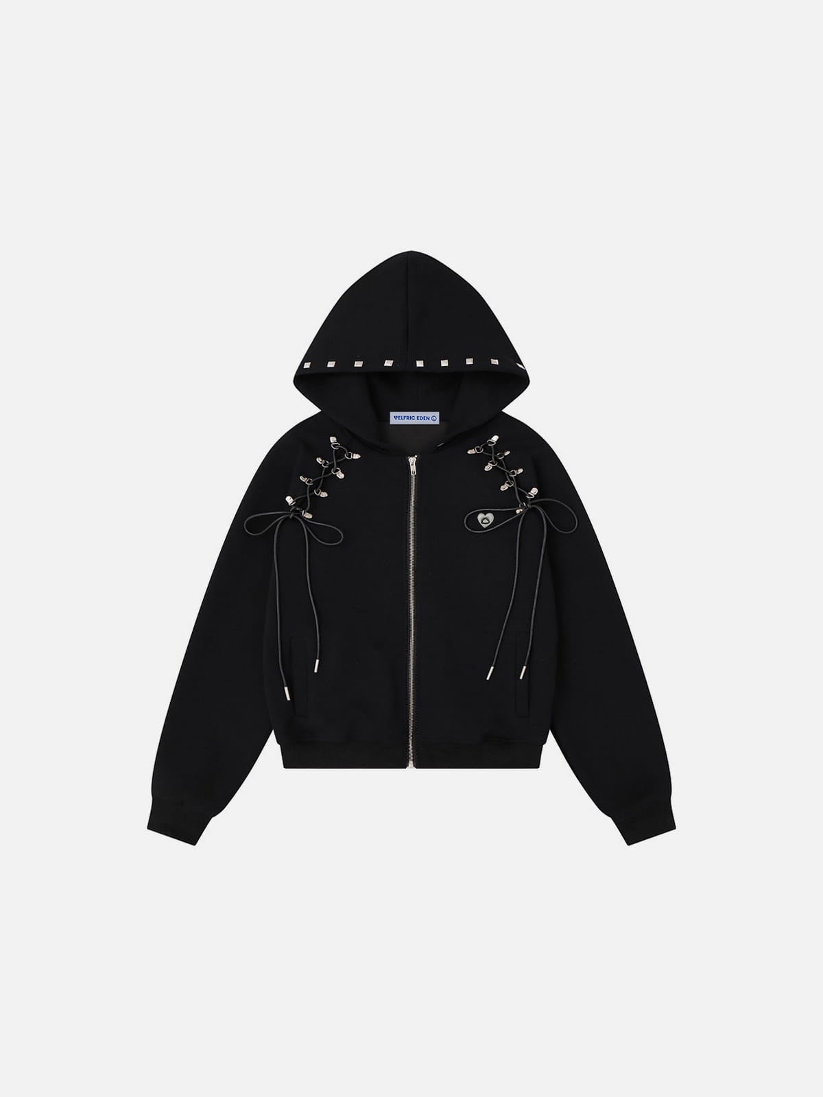 Boxy Laced Zip Up Hoodie White - Aelfric Eden