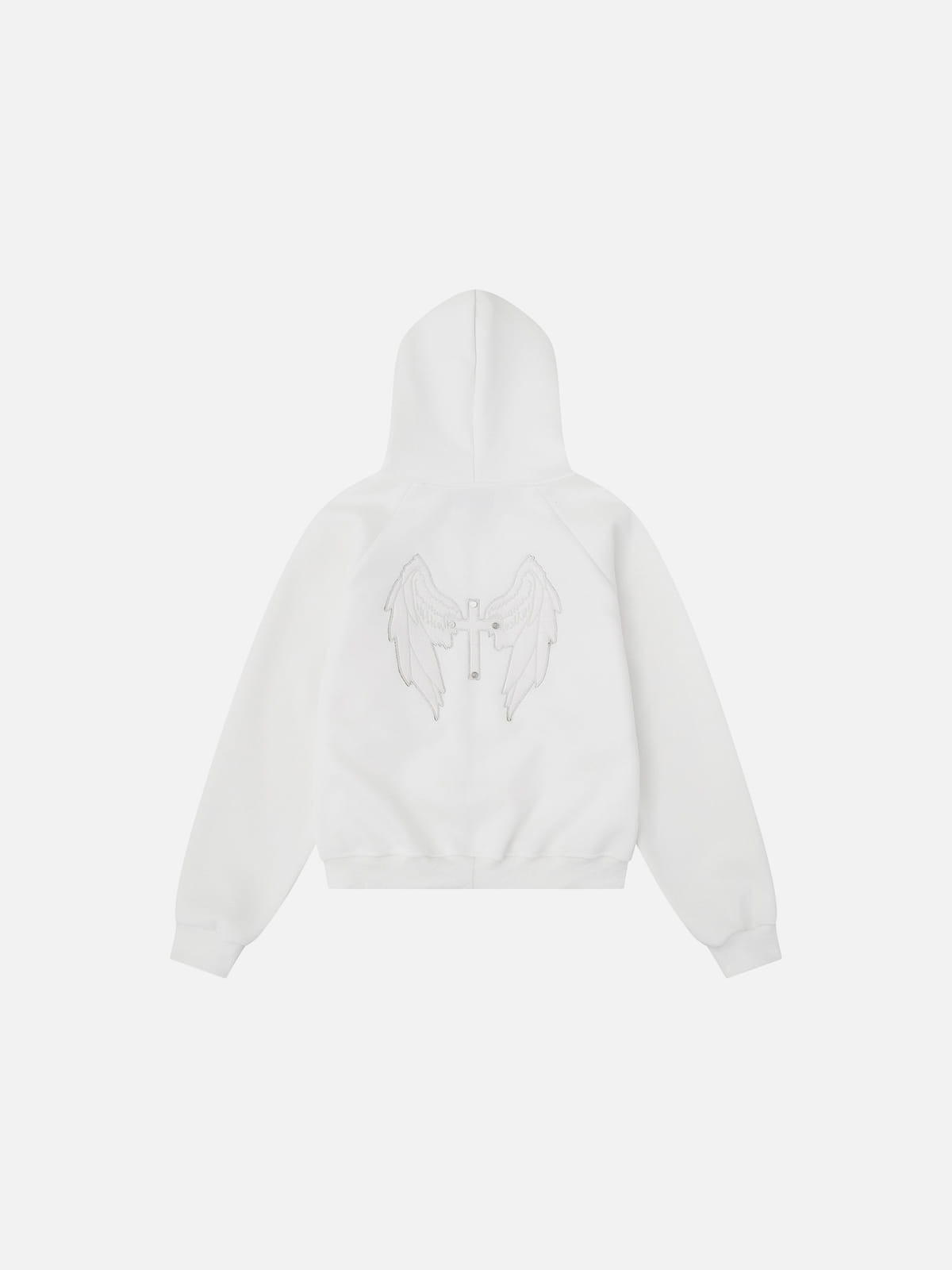 Boxy Laced Zip Up Hoodie White - Aelfric Eden