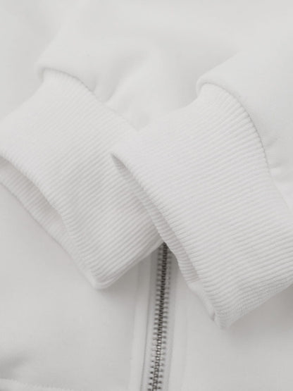 Boxy Laced Zip Up Hoodie White - Aelfric Eden