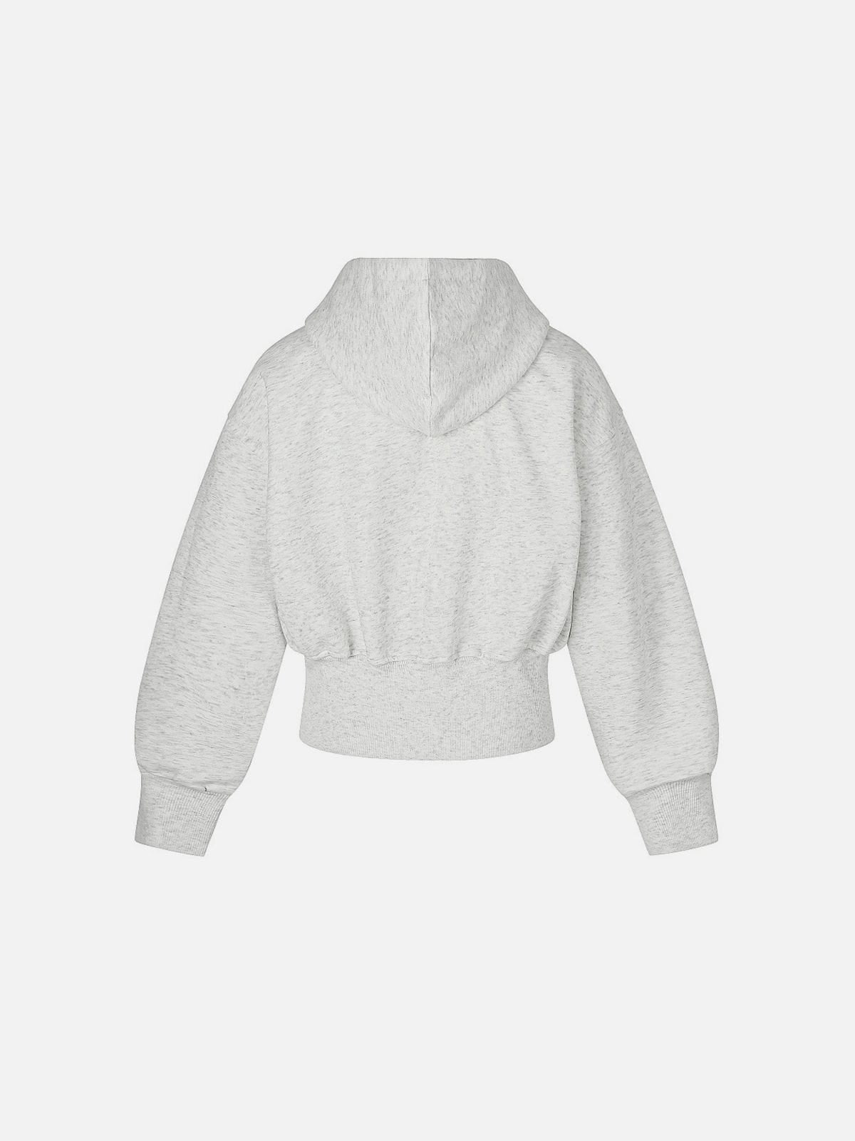 Cropped Studded Zip Up Hoodie Grey - Aelfric Eden