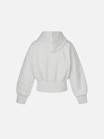 Cropped Studded Zip Up Hoodie Grey - Aelfric Eden