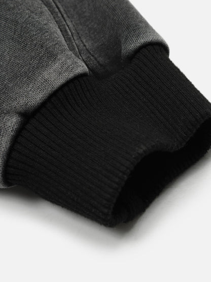 Boxy Washed Panel Zip Up Hoodie Black - Aelfric Eden