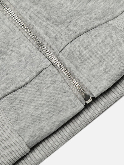 Boxy Studded Zip Up Hoodie Grey - Aelfric Eden