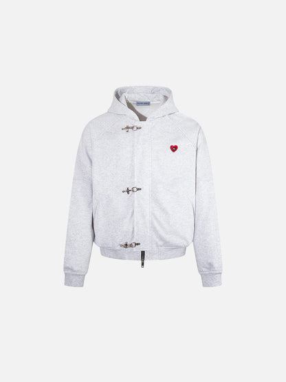 Fireman Clasp Zip Up Hoodie Grey - Aelfric Eden