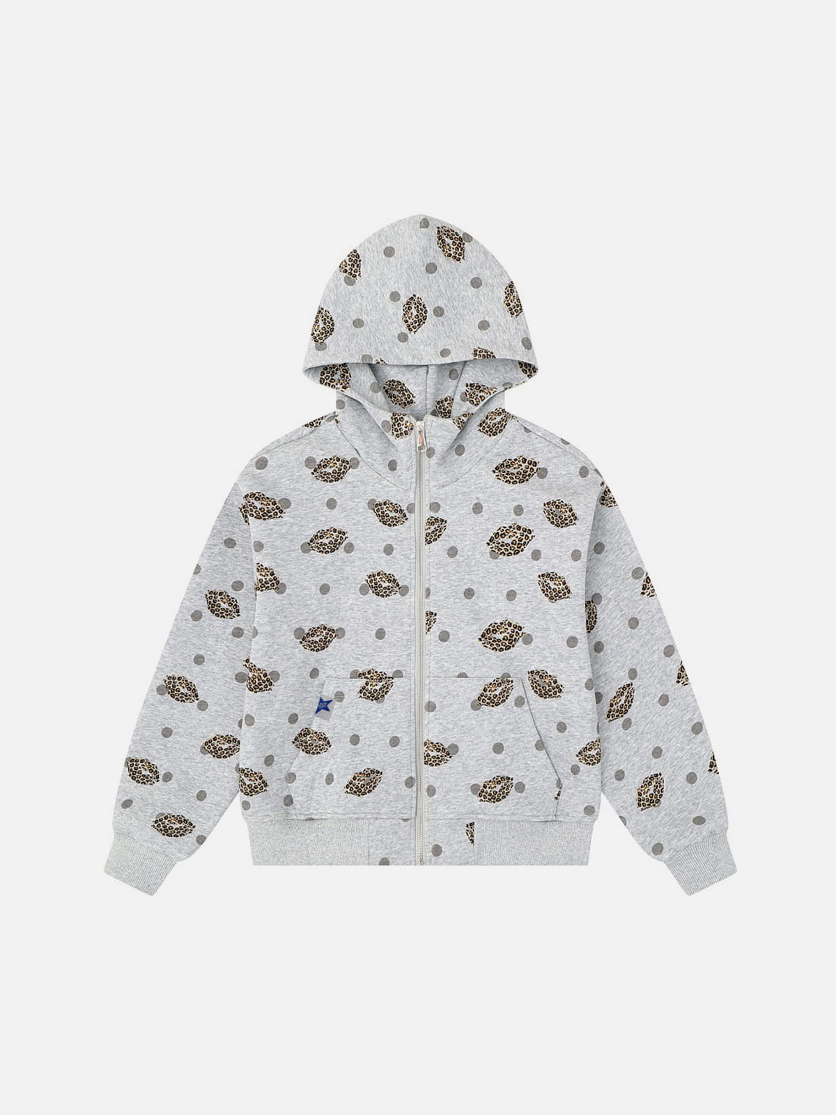 Leopard Zip Up Hoodie Grey - Aelfric Eden