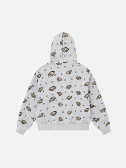 Leopard Zip Up Hoodie Grey - Aelfric Eden