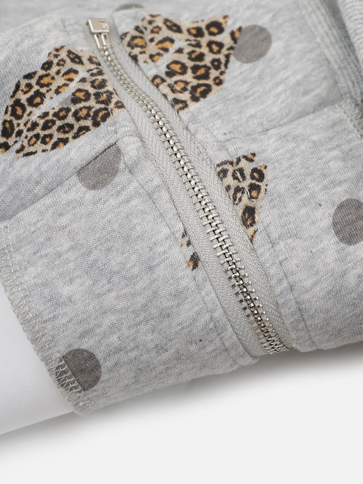 Leopard Zip Up Hoodie Grey - Aelfric Eden