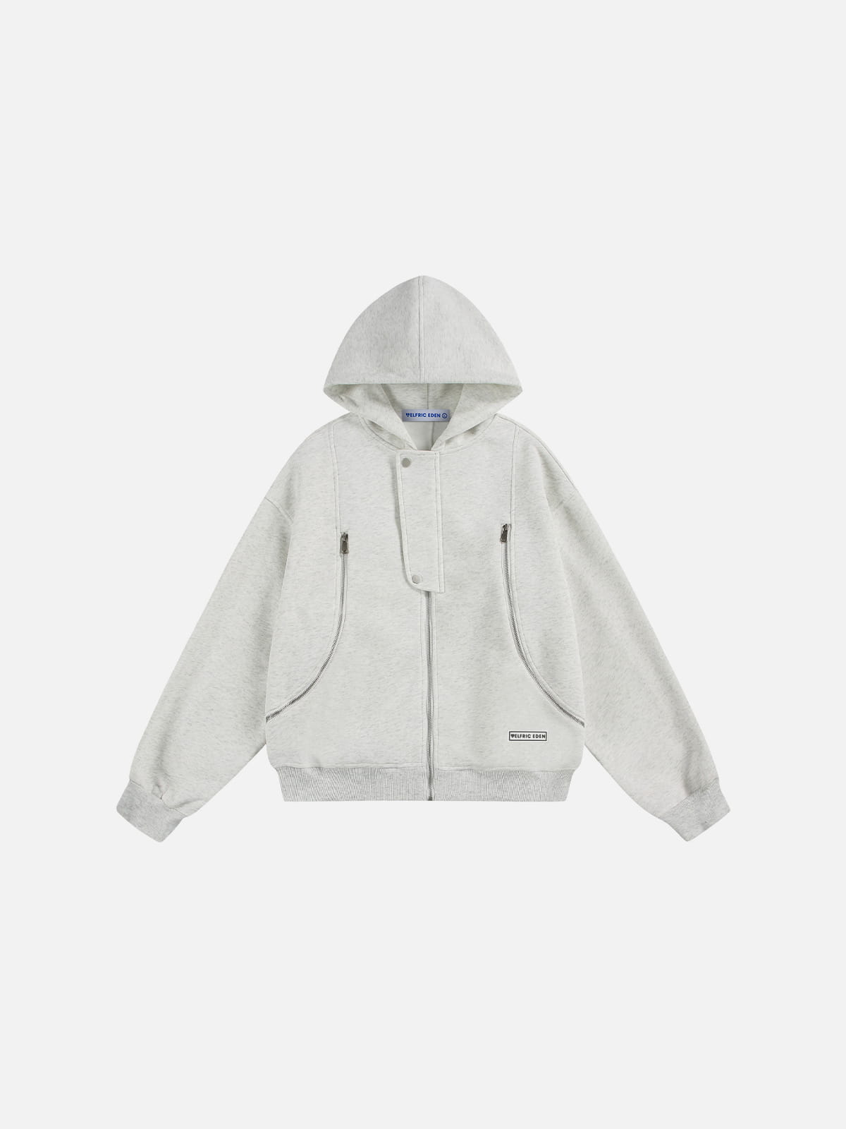 Boxy Curved Zip Up Hoodie White - Aelfric Eden