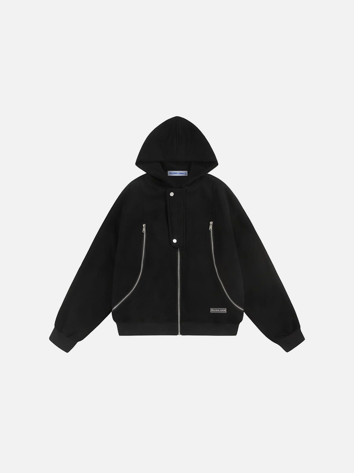 Boxy Curved Zip Up Hoodie White - Aelfric Eden