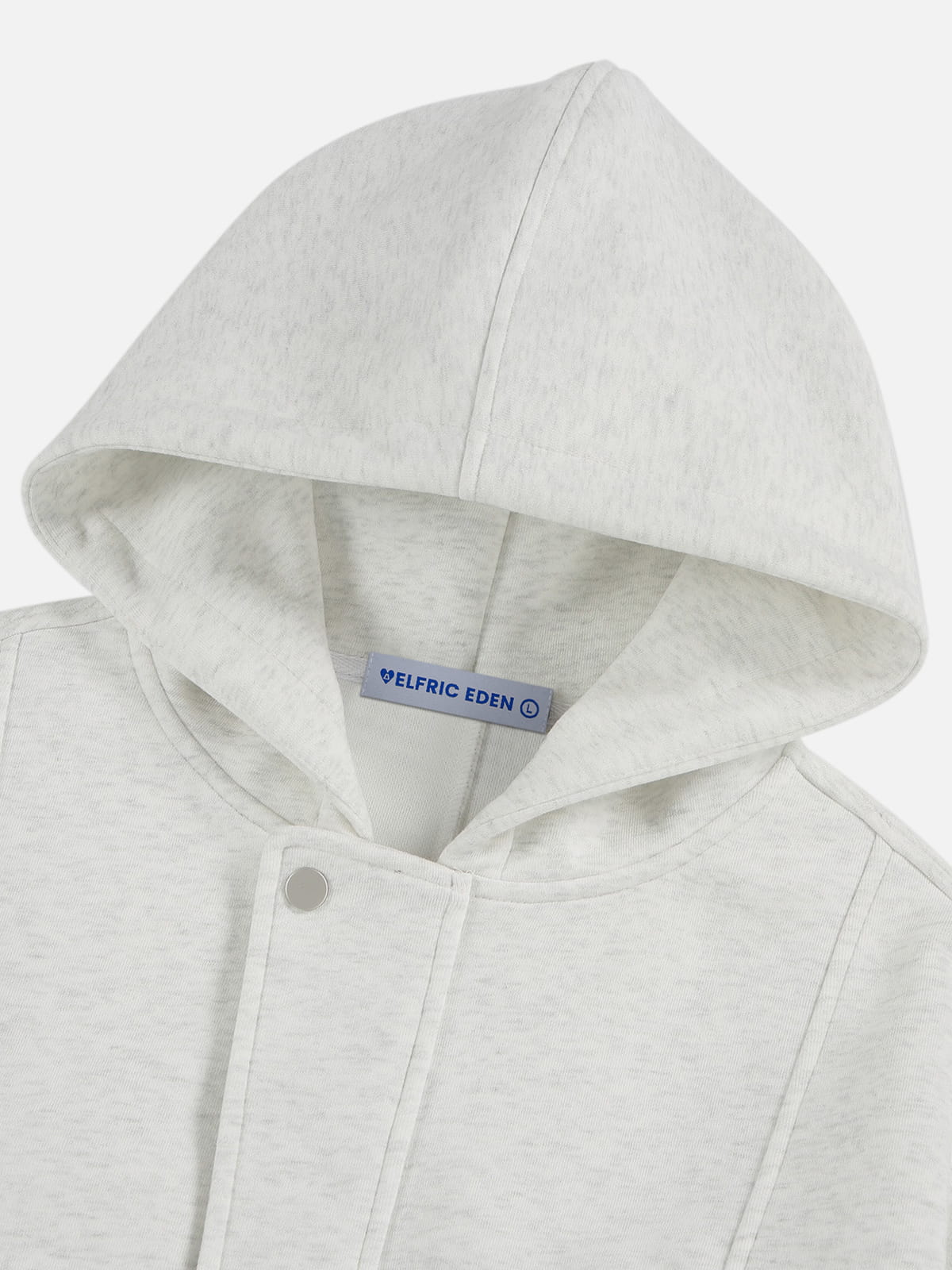 Boxy Curved Zip Up Hoodie White - Aelfric Eden