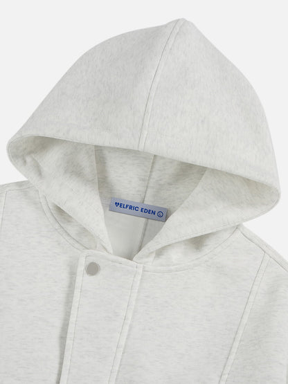 Boxy Curved Zip Up Hoodie White - Aelfric Eden
