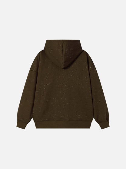 Paint Splatter Graphic Pullover Hoodie Brown - Aelfric Eden