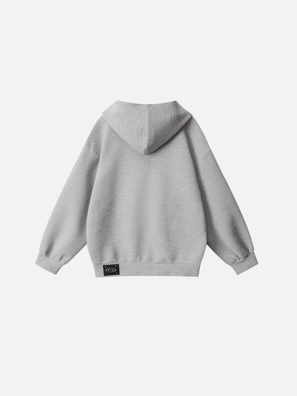 Textured Asymmetrical Zip Up Hoodie Grey - Aelfric Eden