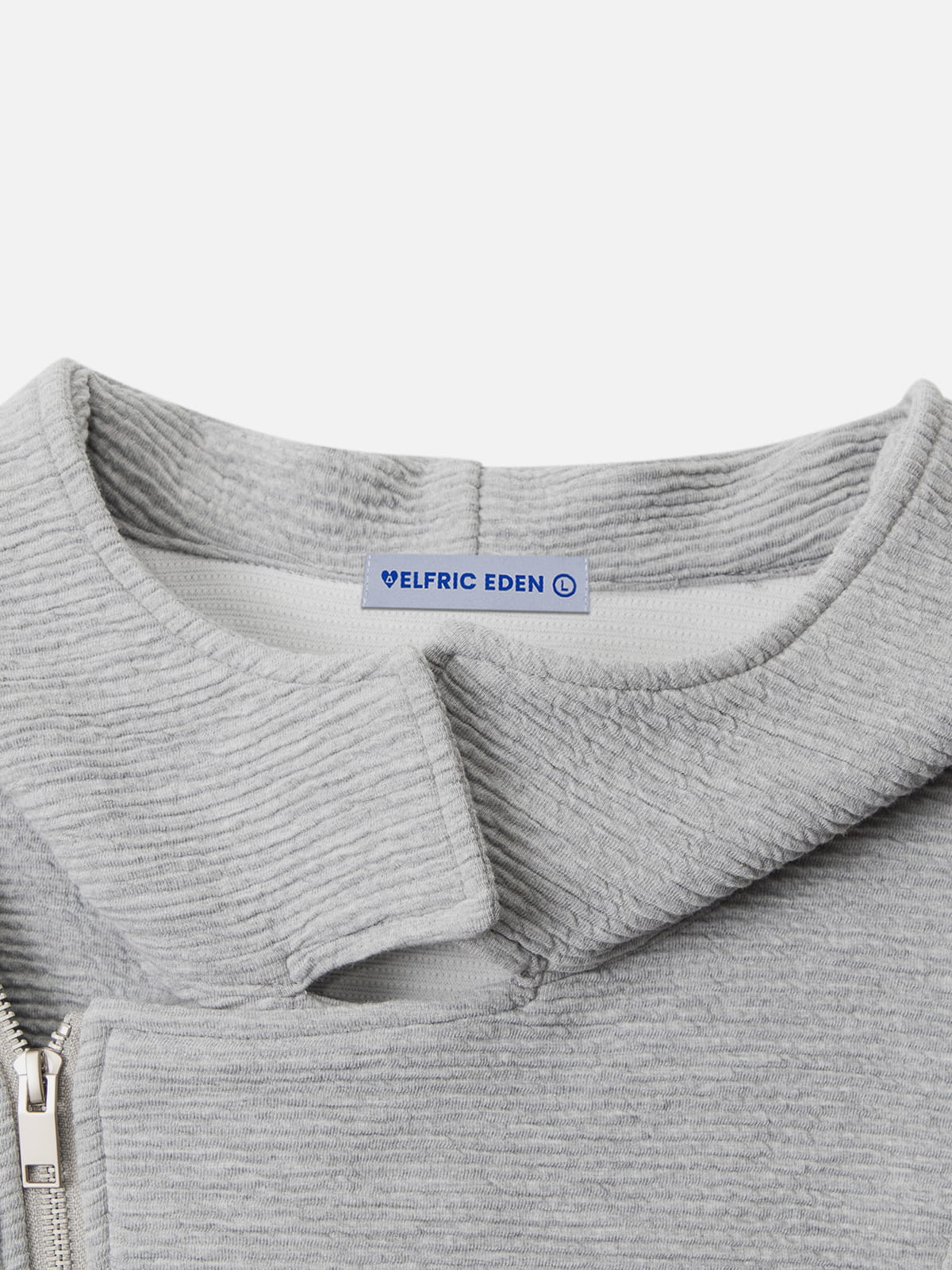 Textured Asymmetrical Zip Up Hoodie Grey - Aelfric Eden