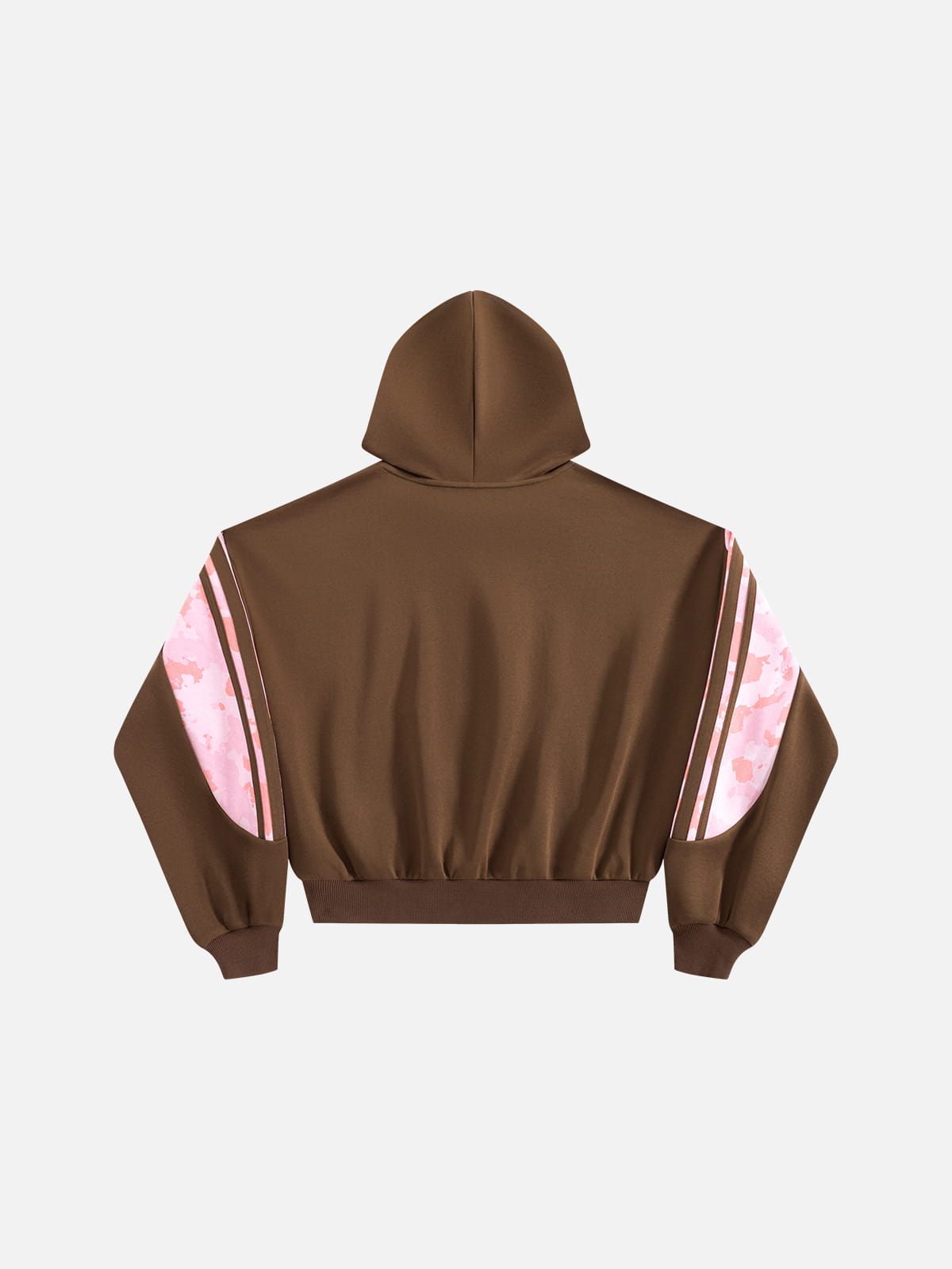 Boxy CAMO Panel Pullover Hoodie Brown - Aelfric Eden