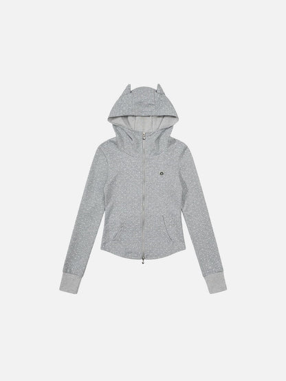 Cat Ear Zip Up Hoodie Grey - Aelfric Eden