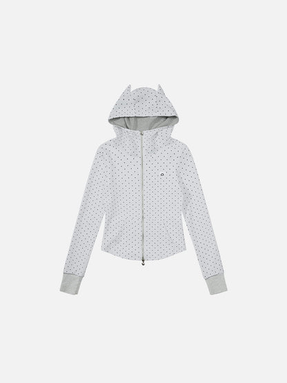 Cat Ear Zip Up Hoodie Grey - Aelfric Eden