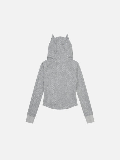 Cat Ear Zip Up Hoodie Grey - Aelfric Eden