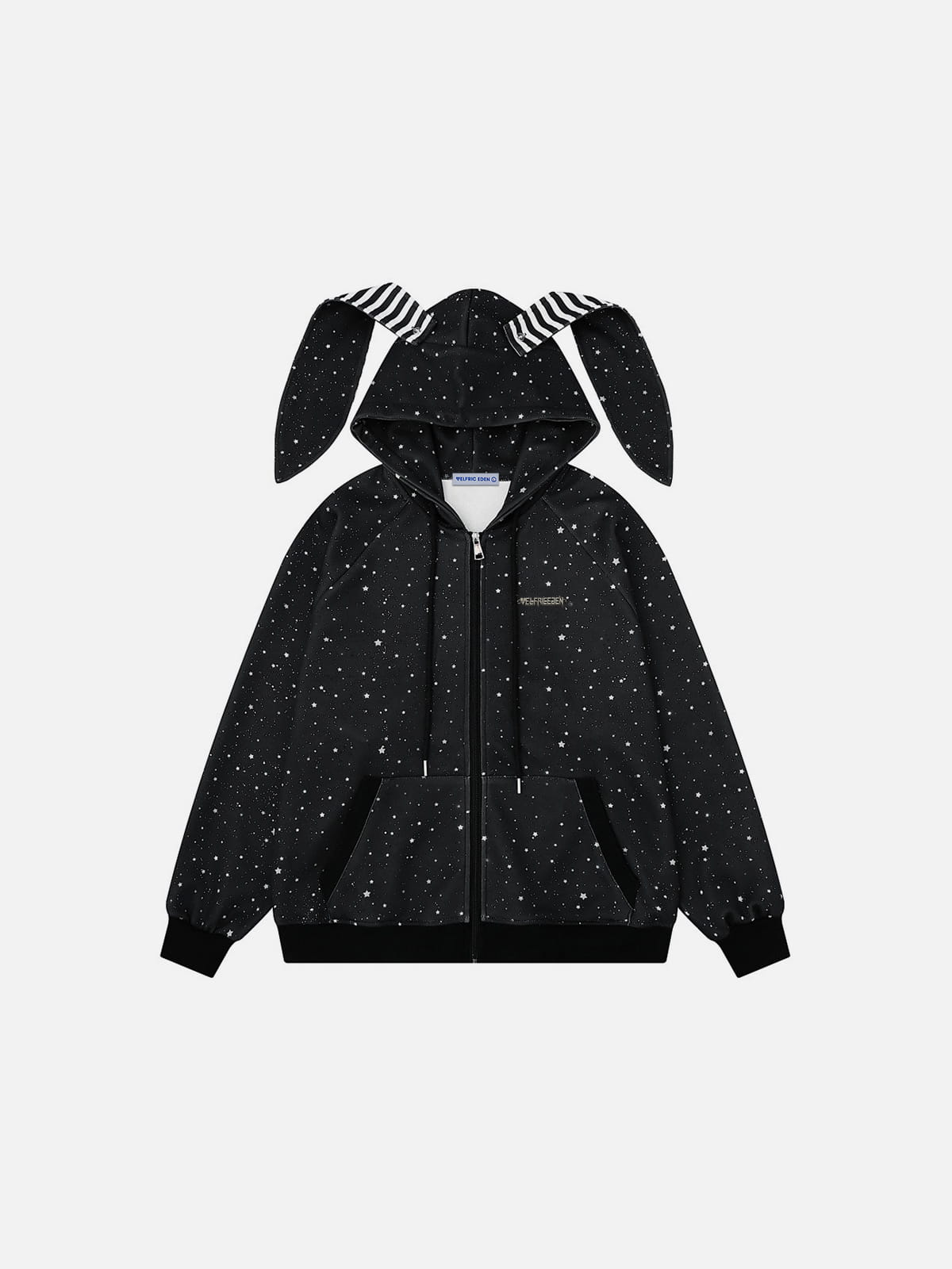 Bunny Ear Zip Up Hoodie Black - Aelfric Eden