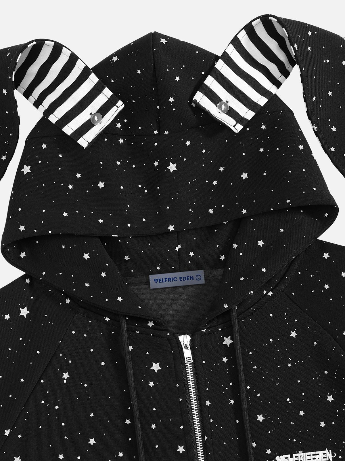 Bunny Ear Zip Up Hoodie Black - Aelfric Eden