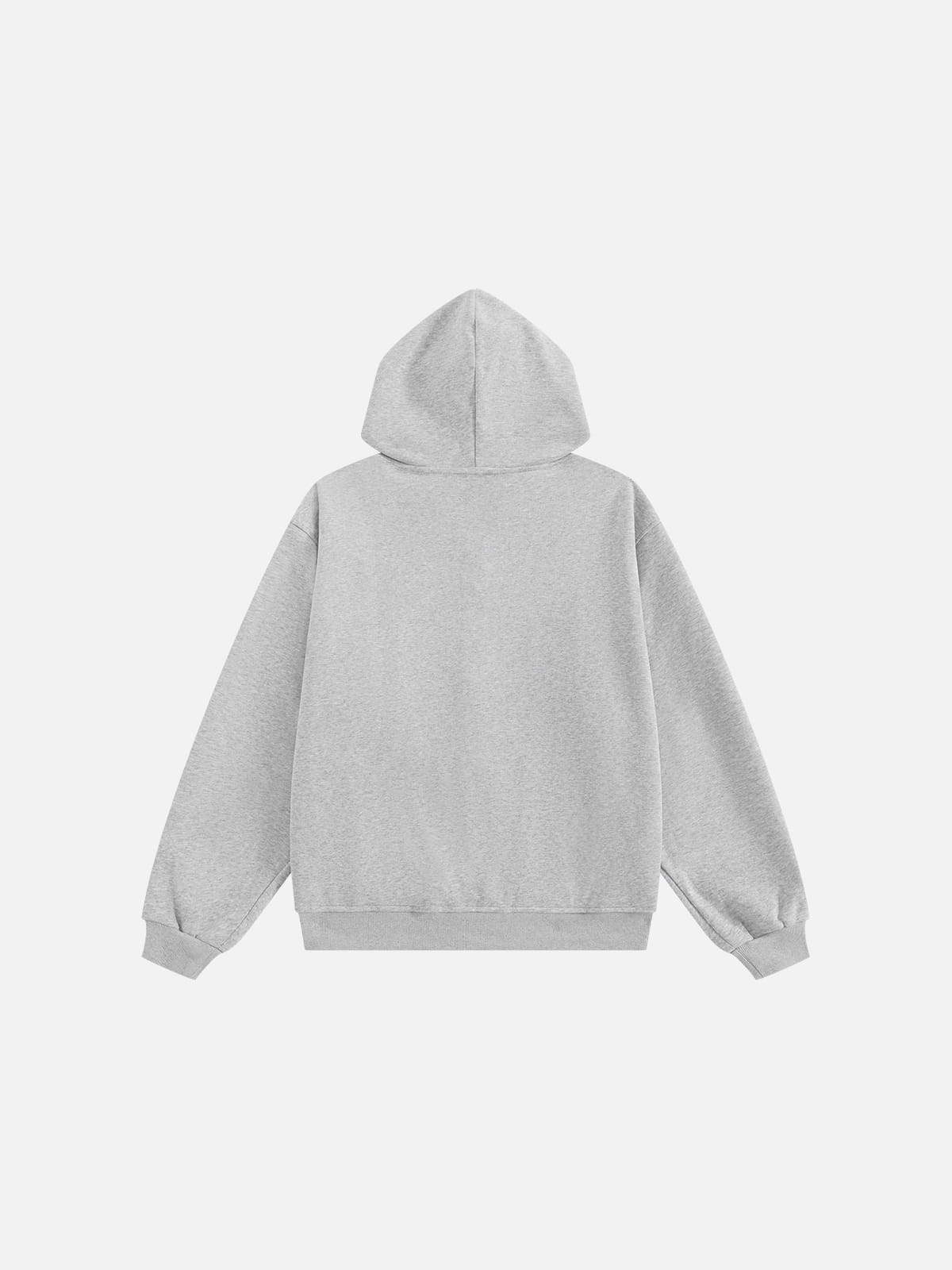 Embroidery Zip Up Hoodie Grey - Aelfric Eden