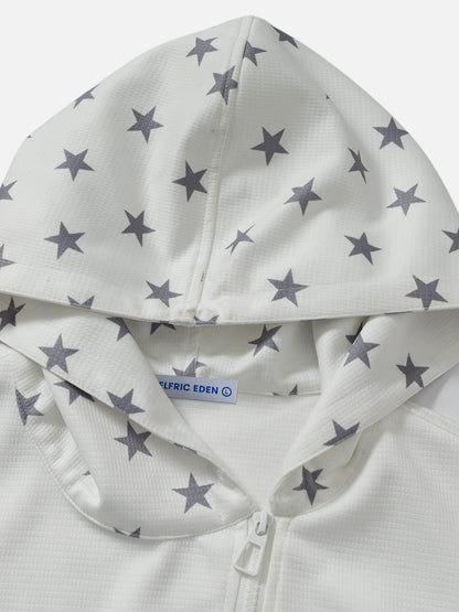 Star Patchwork Zip Up Hoodie White - Aelfric Eden